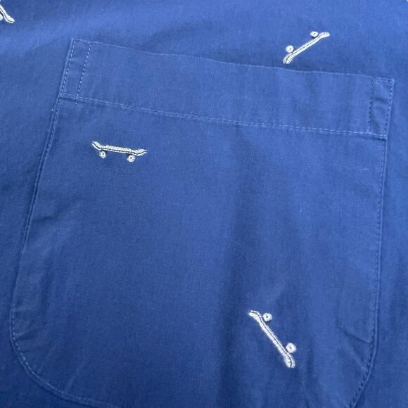 Brooks Brothers Shirt Men Large Blue Skateboard Embroidery Regent Fit Skate Polo - Picture 3 of 13